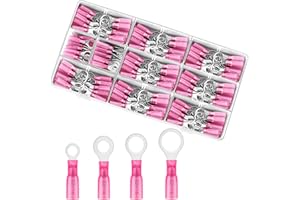 RUNCCI-YUN 120Pack Connettori Termoretraibili,Kit Capicorda Elettrici Isolatifor 22–16 AWG (rosso #10,1/4",5/16",3/8")