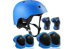 ‎LOVMEAD 7 in 1 Schoner Set Kinder mit Helm für 3-8 Jahre, Einstellbar Protektoren Set Inliner Kinder mit Knieschoner Handgelenkschoner Ellenbogenschoner für Mädchen & Jungen Skate Skateboard Roller Radfahren