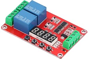 Eujgoov 2-Kanal 20 Funktionen Zeitverzögerungsrelais Triggerverzögerung Schaltrelaismodul mit LCD-Display(12V)