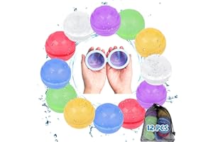 PEIFOON 12 Stück Silikon Wasserballons Wiederverwendbar, Wiederverwendbare Wasserbomben, Selbstdichtend Wasserbomben zum Schnellen Befüllen für Sommer Outdoor Aktivitäten und Spiele Schwimmbad