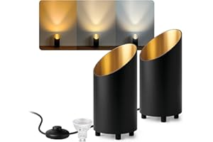 SSC-LUXon 2x Bodenlampe weiß AUREVA Tischlampe – LED GU10 LumiFLEX Birne mit 3 Lichtfarben– dekorative Leuchte für Wohnzimmer & Schlafzimmer