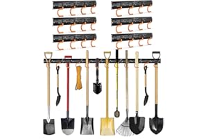 3-H Soporte Herramientas Pared 6x42cm,Organizador Herramientas Pared Acero Macizo Ajustable,Ganchos Garaje para Colgar Impermeable con 24 Ganchos para Herramientas Jardín Garaje Baño(252cm/99.21inch)