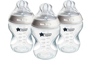 Tommee Tippee Natural Start Anti-kolik babyflaska, 260 ml, 0+ månader, bröstliknande napp för en naturlig spärr, anti-kolikventil, självsteriliserande, paket med 3