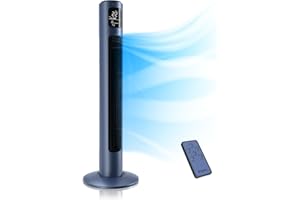Brandson - Turmventilator mit Fernbedienung - Preisträger 2025 - Oszillation 60° - Standventilator - mobiler Lüfter - Tower Fan - 96 cm - 45W - Ventilator mit 3 Geschwindigkeiten - Cool Blue