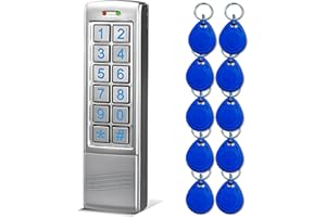 SecureMyDoor Proximity Digital Keypad for Door Entry System | Both RFID Fobs and PIN code Entry | IP65 Weather Resistant for Outdoor and Indoor Use | Standalone Touchpad Backlight LED Keypad