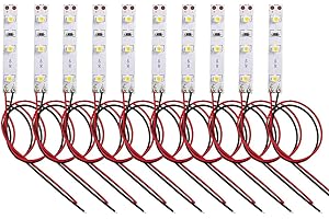 HUAZIZ Lot de 10 éclairages d'intérieur à 3 LED Blanc Chaud 5 cm avec Câble 15 cm 12-18 V