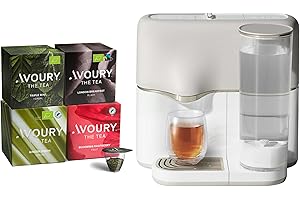 ‎AVOURY Avoury One Teemaschine – Premium Kapsel-Teebereiter mit innovativer Brühkammer, automatischer Temperaturregelung, für perfekten Teegenuss, modernes Design (Silver White, im Bundle)