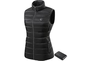 HEWINZE Polaire Gilet chauffant Femmes avec batterie incluse, veste chauffage usb, utilisée pour le ski, le camping, la pêche sur glace et d'autres activités de plein air
