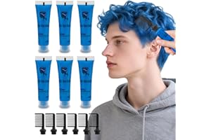 BYHOO Tinte temporal azul para el pelo para niños, tizas lavables, tinte temporal para cabello oscuro y claro, peine para niños, tizas para niñas, fiesta, Halloween, cosplay, regalo para el cabello