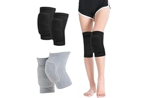 HUANGYIHAN 2 rodilleras profesionales para trabajo/danza/inliner, acolchado 3D transpirable con compensación de presión, jardinería, yoga y protección deportiva, adultos y jóvenes (negro y gris)