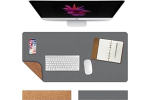 Korkowa podkładka na biurko Vicloon, 60 cm x 30 cm Podkładka na biurko ze skóry PU Blotter Biurko Mata do pisania Dwustronna podkładka pod mysz Mata na biurko na laptopa Antypoślizgowa (szara)