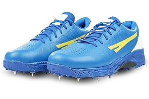 4 WITH QUIVE Sega P-25 Detachable Metal Spikes, Cricket Shoes Men, | Lightweight, Cricket Shoes,Mens Trainers | Mens Sport and Outdoor Shoes