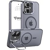 Babilden iPhone 17 i&ccedil;in Kılıf Kamera Korumalı Magsafe Wireless Şarj &Ouml;zellikli Mat Şeffaf Renkli Standlı Kılıf Lens Hediyeli G
