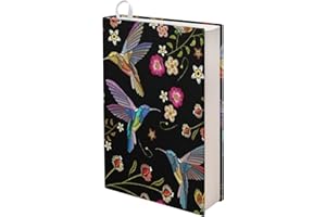 Kuiaobaty Funda para libro floral de colibrí para 11 x 9 pulgadas, funda protectora de libros vintage de tela lavable, color negro
