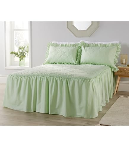 Diana Cowpe KING SIZE BED THROW WHITE | Geneva Design Candlewick Bedspread Single | 100% Cotton Candlewick Traditional Bedspread | Wave Pattern/Fringed Edge Bed Throw 260x260cm