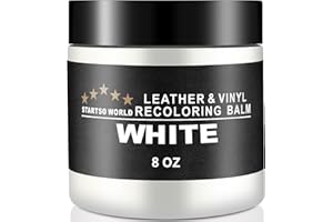 STARTSO WORLD Kit de Rénovation pour Cuir 200ml, Teinture Cuir Blanc pour Meubles, Canapés, Sièges d'Auto - Teinture et Peinture pour Cuir Éraflé et Décoloré