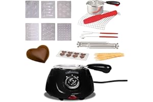 KOOLATRON Total Chef - Set elettrico per fonduta di cioccolato, 250 g, piccola macchina per cioccolatini caldi e formaggi, fai da te, 32 pezzi, kit di accessori per compleanno, bambini, officina, feste, nero