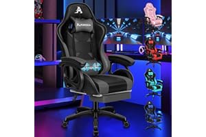 ALFORDSON Chaise Gaming Fauteuil Gamer, Chaise de Bureau Ergonomique avec Massant 2 Points, Repose Pied, Réglable Appui-tête Support Lombaire, Dossier Haut, Dossier Inclinable à 150°, Gris & Noir