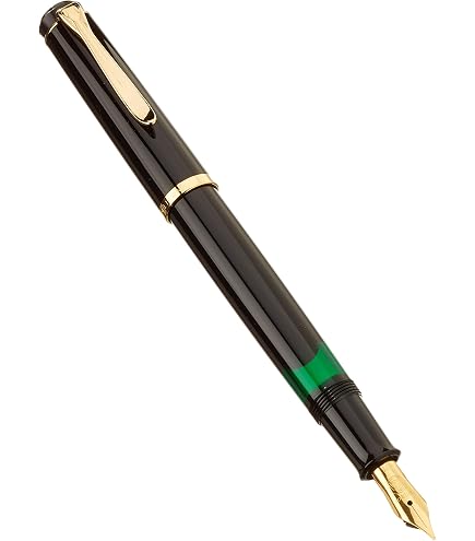Pelikan Souverän M 1000 Kolbenfüllhalter – Mit 18 Karat Goldfeder, Federbreite EF, Schwarz