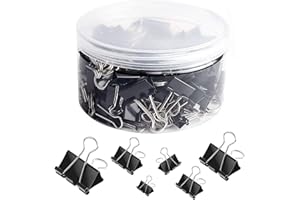 SANNIX 110 PCS Binder Clips Assorted Sizes, X Large, Large, Medium, Small, Mini and Micro, Binder Clips Paper Clamps for Office Home School