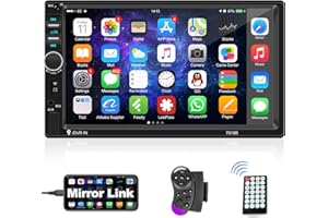 Podofo 2-DIN 7-calowe radio samochodowe z ekranem dotykowym ze sterowaniem kierownicą, Bluetooth In-Dash Radio samochodowe z podłączeniem lusterka, radiem FM, wejściem USB/TF/AUX