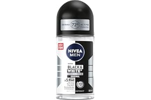 ‎NIVEA MEN NIVEA MEN Black & White Invisible Original Deo Roll-On, Antitranspirant mit 72h Schutz und Anti-Flecken-Formel, Deodorant ohne Ethylalkohol mit frischem Duft (50 ml)