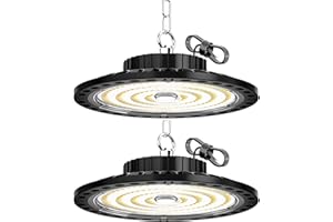 HAPYLUMI UFO LED Lámpara de Alta Bahía - 2PC 100W 10000LM Focos Led Interior Techo 6500K Blanco Frío, Iluminación de Almacén Naves IP65 Impermeable, Industriales Lampara para Garaje Fábrica Taller