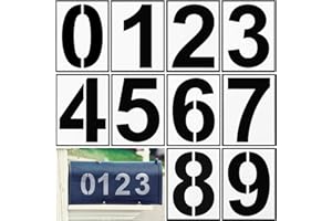 Gjinxi 10 Stück Kunststoff Zahlen Schablonen, Wiederverwendbare Waschbar Zahlenschablonen, 0-9 Bordsteinadresse Schablone Zahlen für Markierung Garagenparkplätzen Hausnummern Briefkästen Adressen(10cm