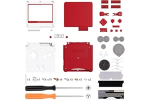 eXtremeRate Full Gehäuse für Nintendo Gameboy Advance SP,IPS Ready Upgraded Hülle & Taste Case Cover Shell Abdeckung Buttons für gba Konsole IPS&Standard LCD(KEIN Konsole&Platine)-Schneeweiß Rot