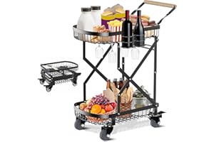 Mimoke Carro de barbacoa, carrito auxiliar con mesa de barbacoa con ruedas, plegable de acero al carbono, mesa auxiliar para jardín, para viajes al aire libre, compras (tamaño mediano)