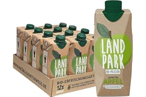 ‎LANDPARK Landpark Bio-Erfrischungsgetränk Sanfter Apfel, 12 x 0,5 L im Tetra Pak | natürliches Mineralwasser aus Bio-Quelle mit Apfelgeschmack | ohne Kohlensäure | To Go | Wasser mit Geschmack | pfandfrei