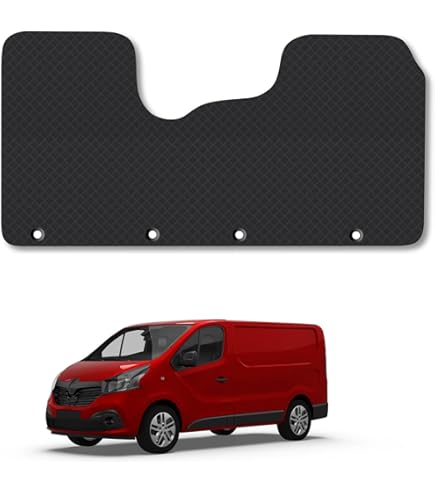 FSW - Tailored Step Mats - Compatible With Renault Trafic Step Mats 2014-On - Black Carpet - Van, Non Slip Mat, Fitted With Granulated Backing, Edged With Black Cloth Binding - 3Pc