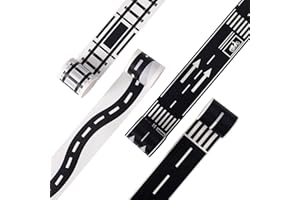 YUBX Road Railway Washi Tape Set 4 rollos Cinta Adhesiva Papel Decorativo Masking Tape para manualidades, bullet diarios, planificadores, scrapbooking, embalaje (50 mm x 5 m)