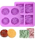 Lot de 3 moules à savon en silicone avec différentes formes, parfaits pour la fabrication de savon, gâteaux, chocolats, desserts, biscuits, pudding, thé, gelée (lot de 3, fleur