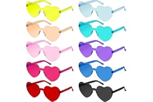 SelfTek Party Brille Herz, 10 Stück Herz Sonnenbrille Magische Farben Party Brille, Hippie Brille Herzform, Rund Lustige Partybrillen für Foto Requisiten für Erwachsene