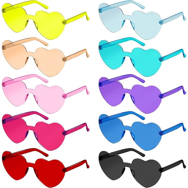 24 Stuks Kleuren Partybrillen - Randloze Hartvormige & Stervormige Retro Zonnebrillen Voor Verjaardagen, Hawaii Feesten En Singles Party's