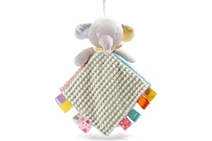 EAQ Baby Comforters Blanket with Taggies - Soft Elephant Comforter for Newborn Sleeping