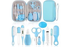 GLOSKIN Kit Unghie Neonato, Set di 13 Pezzi, Dotato di Set Manicure Neonato, Neonato Accessori Utili,Pettini e Altri Vari Set di Assistenza Alla Sicurezza Del Bambino, Baby Daily Care Essentials (Blu)