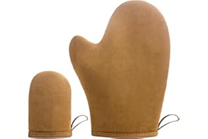 KERATOBLEEM 2 Pezzi Guanto Autoabbronzante Viso e Corpo, Autoabbronzante Guanti, Autoabbronzante Mitt, per Crema Abbronzante Corpo, Spray Autoabbronzante, Olio Abbronzante-Marrone