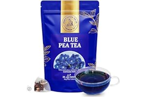 JOHN'S CEYLON TEA CO Pure Dried Blue Flower Tea Rich in Antioxidants, Caffeine Free (25 Tea Bags) Edible Dried Herbal Flowers for Blue & Purple Drinks and Food.