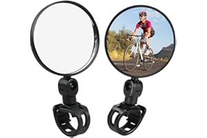 SEMINISMAR Rétroviseur vélo,Retroviseur Velo Guidon,Miroirs De Trotinette Electrique,Rétroviseur Vélo Miroir Convexe 360° Réglable,Vélo Vue Arrière Miroirs Réglable Rotatif Guidon Monté,2PC,L