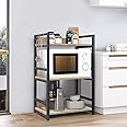 Lukzer 3-Tier Multipurpose Storage Rack – Heavy-Duty Metal & Wood Shelf Organizer with Hooks & Anti-Slip Footpads for Kitchen, Bedroom, Office, Bathroom – DIY Assembly (MKR-003, Black, 90x39x60 cm)