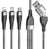 Unillous USB A/C Multi Cavo di Ricarica, 5 in 1 Multiplo Cavetto Micro USB Tipo C Nylon Intrecciato Cavo di Ricarica USB per 
