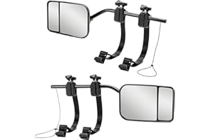 SUMEX Espejo Retrovisor Extensible Universal Ajustable con Doble Soporte Espejo Doble Convexo Multi-ángulos para Remolque Furgoneta Camion Tractor 2 Unidades Color Negro 2 Bolsas de Almacenamiento incluidas