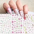 Flower Nail Art Sticker Decals 5D Hollow Exquisite Pattern Nail Art Supplies Self-Adhesive Luxurious Nail Art Decoration White Feather Lace Flower Leaf Carving Design DIY Acrylic Nail Art, 3 Sheet…