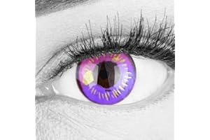 MeralenS Kolorowe fioletowe soczewki kontaktowe Anime Violet Circle Lenses Heroes Of Cosplay mocno kryjące, bez wzmocnienia, z bezpłatnym pojemnikiem na soczewki