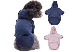 MEEMION 2 Piezas Abrigo Invierno Perro - para Perros Sudadera cálida de Invierno - Ropa para Caliente para Perros pequeños, Gris y Azul, XL (Sudadera)