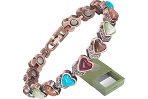 YINOX Bracelet en Cuivre Magnétique en Pierre Colorée pour Femme Bracelet Magnétique Haute Résistance avec Coffret Cadeau Exquis Convient pour Cadeau (A)