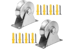 CHOONJIN Pack of 2 V-Wheels Pulleys with Ball Bearings, Pulleys Steel Ropes for Sliding Gates Ropes, 48 mm 304 Stainless Steel Lifting Crane Pulleys, Screws Load Capacity 180 kg, for Bearings, Roller Door