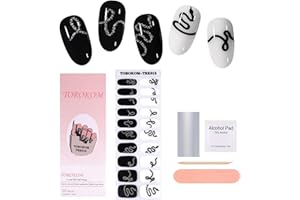 EBANKU Cured Gel Nail Strips, Gel Nail Strips Long Lasting Waterproof Real Nail Polish Strips Wraps Stickers with Cuticle Stick, Nail File, Nail Wipes & Sealing(UV/LED Lamp Required)